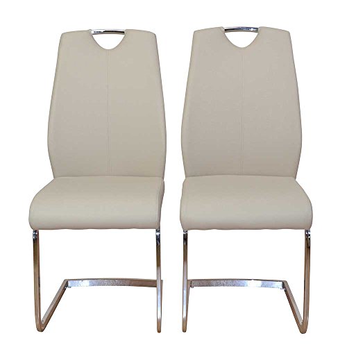 Preisvergleich Produktbild Pharao24 Freischwingerstuhl in Beige Kunstleder mit Griff