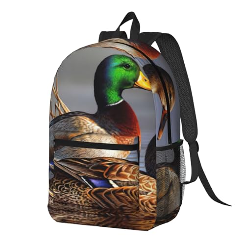 Mochila universitaria EdWal con estampado de pato mallard negra ligera 2