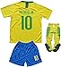 FPF Brazil #10 Home Neymar Kids Soccer Football Jersey Gift Set Youth Sizes (Home, 28/10-11 Years)