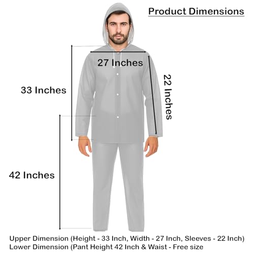 Image of Allextreme EVA Rainsuit Set 75 GSM with Adjustable Hood Full Sleeves Lightweight Raincoat with Pants waterproof Outdoor Travel Rainwear for Bike Riders Men (Pack of 1, Grey)