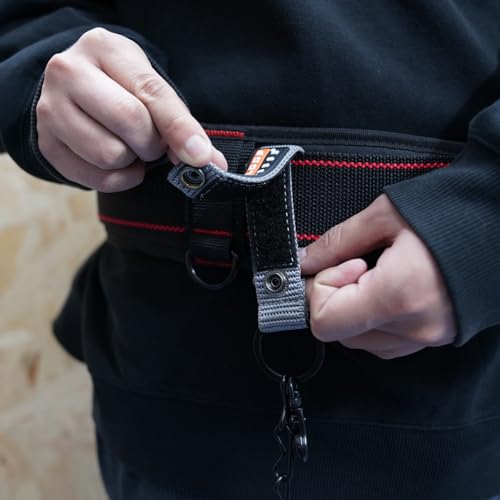 Image of MELOTOUGH Tape Thong for Tool Belt Waist Electrical Tape Strap Chain with Keyring and trigger snap hook for Belt (Grey Color, 2)