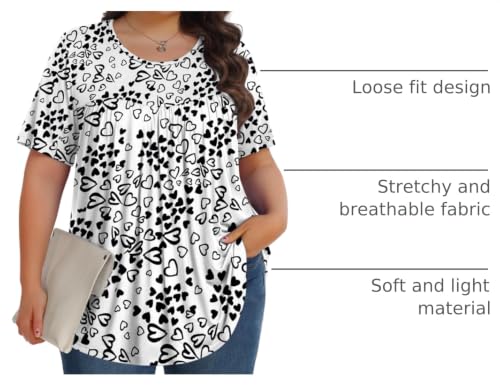 Image of Tencede Womens Plus Size Tops Tunic Short Sleeve Crew Neck Shirts Casual Soft Blouse 1X-5X