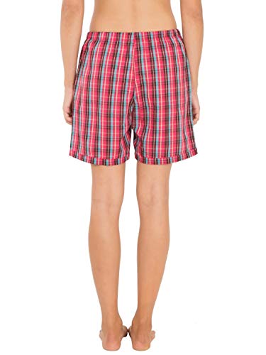Image of Jockey RX15 Women's Super Combed Cotton Woven Relaxed Fit Checkered Shorts with Side Pockets (Prints & Checks May Vary)