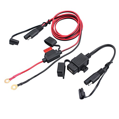 CAMWAY Motorrad 2.1A wasserdicht USB Ladegerät Kit SAE zu USB Adapter Kabel, Ladegerät für Telefon Tablet GPS