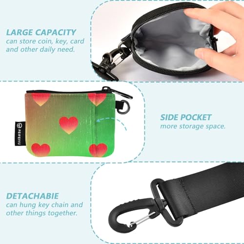 Red Green Gradient Valentine Love Dual Wristlet Wallets for Women Thin Flat Business Card Holder with Zipper Coin Pocket for Work Travel 2 Packs3