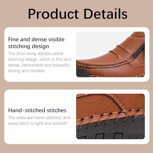The First Young Shoes Men, Handmade Premium Leather Slip-On Driving Boots Outdoor and Travel3