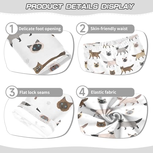 Girls Basic Leggings Baby Girls Pants Siamese Cats Soft Footless Stretchy Tights Pants 4-10Y3