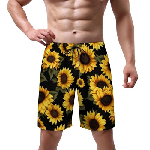 Mens Sunflowers Swim Trunks Quick Dry Swim Beach Shorts with Mesh Lining Pockets M2