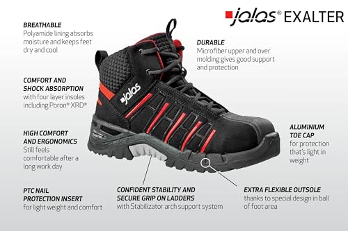 Image of Jalas 9975 Exalter Safety Shoe - Work Boots - Aluminium Toecap - Mid-Cut - Water Repellant - S3, SRC, HRO, Protective Work Shoes for Everyday Comfort