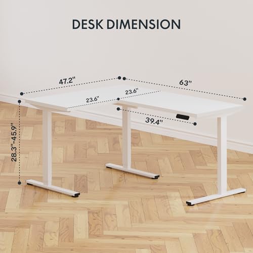 Image of SANODESK Electric L-Shaped Corner Standing Desk with Drawer,63x48