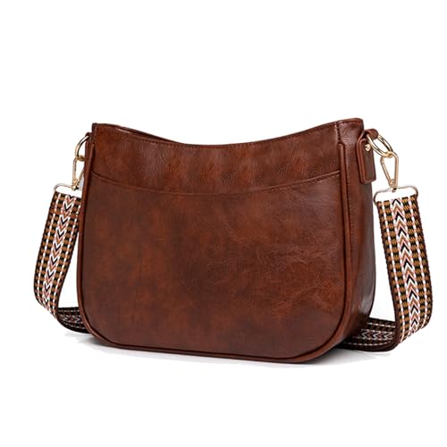 LOUEBICA Bolsa transversal de couro pequena bolsa tiracolo feminina moderna bolsa de ombro cruzada para celular, E02 marrom, Bolsa tiracolo