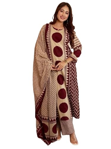 Image of Klosia Women Printed Straight Kurta and Pant Set with Dupatta | Printed Kurta Set | Cotton Kurta Set | Women Kurta Sets | Summer Suit |