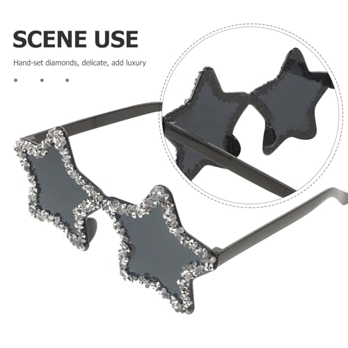Rhinestone Star Sunglasses Rimless Sunglasses Trendy Transparent Star Glasses for Women Unisex Candy Bachelorette3