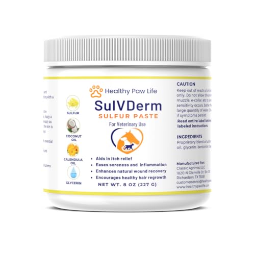 SulVDerm 40% Sulfur Skin Support Paste for Dogs Cats Horses | Calendula-Infused Soothing Formula with Coconut Oil & Glycerin | Helps Comfort Irritated Skin Hydrate & Promote Healthy Coat