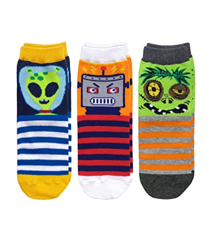 Image of Jefferies Socks Boys' Robot Alien Zombie Fun Novelty Pattern Crew Socks 3 Pack