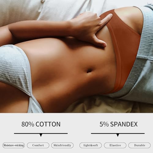 Image of Eiggam Women's Cotton Bikini Panties,High-Cut Full Coverage Stretch Cool Underwear for Women
