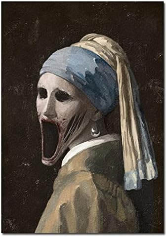Amazon 不気味な有名な絵画インテリアポスタープリント怖いモナリザキャンバス絵画インテリア抽象壁アートパネル絵ギフト壁の装飾 アートパネル 40x60cm X1 フレームレス ウォールステッカー オンライン通販