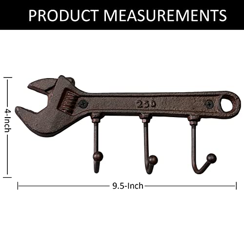 Kiaotime Retro Vintage Key Rack Holder Hooks Cast Iron Wrench Spanner Shape Decorative Wall Mounted Antique Man Cave Garage Tool Holder Coat Hat Hooks Rack Hanger Wall Decor, Fathers Day Men Gifts #TOP1
