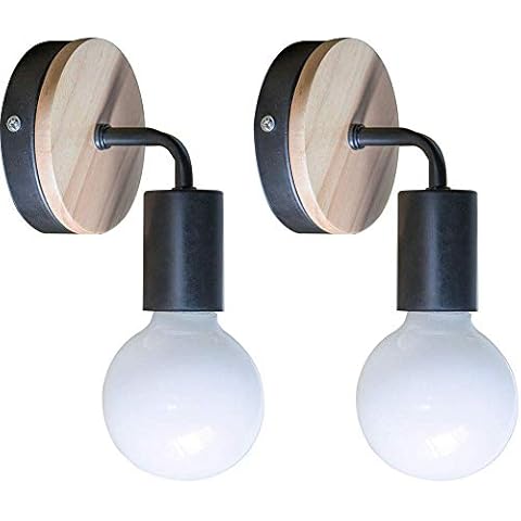 YUENSLIGHTING 2 Piezas Loft negro lámpara de pared Cover