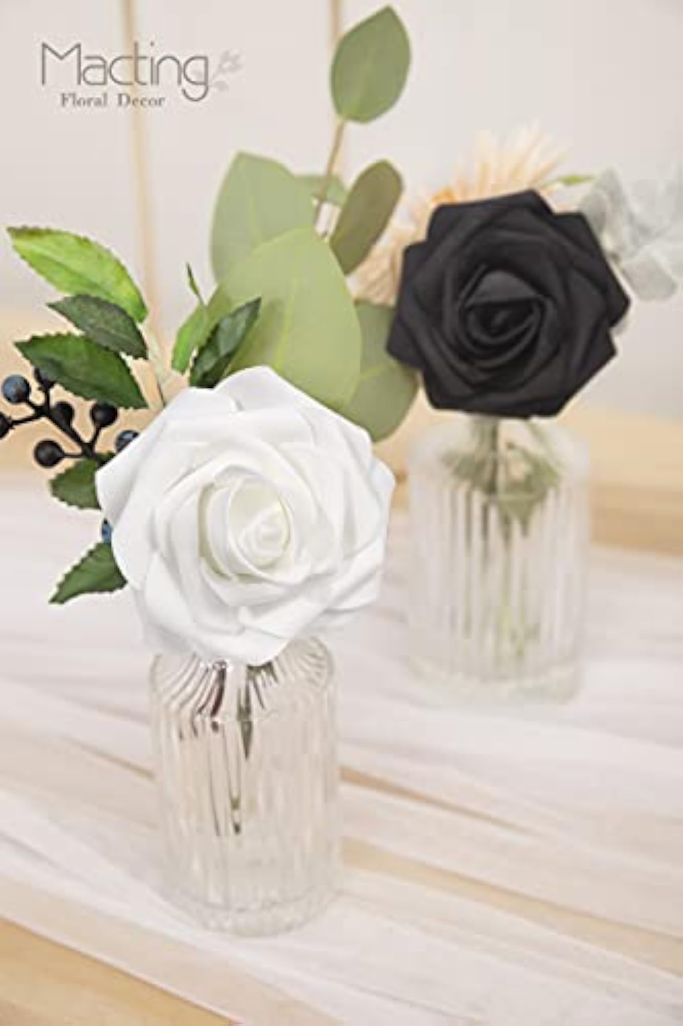 Black and White Foam Roses for Weddings