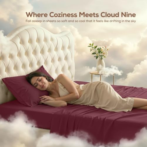 Image of Utopia Bedding Twin XL Sheet Set - 3 Piece Bed Sheets for Twin XL Size Bed, Soft and Breathable Microfiber, Includes 1 Fitted Sheet, 1 Flat Sheet and 1 Pillowcase - Oeko Tex (Burgundy)