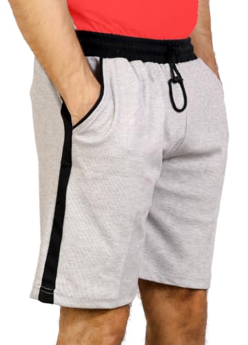 Image of Particle Men's Plus Size Big Size Bermuda Shorts | 230 GSM Ribbed Cotton Half Pant for Men with Deep Side Pockets | Sizes XL-5XL (34-52 Inch Waist)