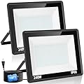 QENLAI 240W LED Flood Light with Plug, 14400Lm Super Brighter Security Lights with 6.6ft Wire, 5000K Daylight White IP66 Waterproof Outdoor Work Light Floodlight for Yard Stadium Garden, 2 Pack