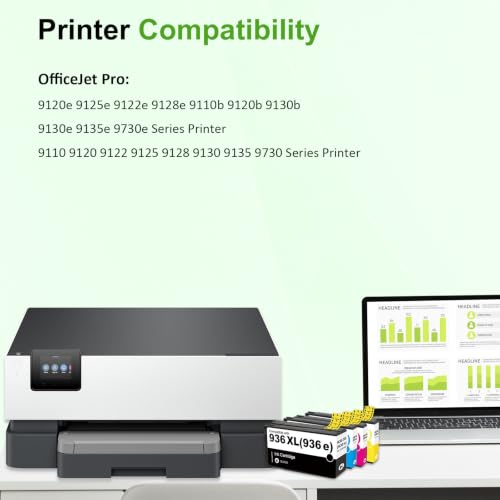 Image of Toner H-Party 936 936XL 9125e Ink Cartridges Combo Pack: Replacement for HP 936e Ink 936XL Black and 936 Color Combo Pack for HP OfficeJet Pro 9120e 9730e 9130 9135e 9122e 9128e 9110b 9120b Printer