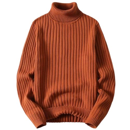 Men’s Solid Color High Neck Sweater Thick Autumn-Winter All Matching Basic Knit Pullover