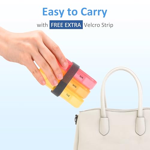 Image of Fullicon Large Portable Pill Organizer 2 Times a Day, Black Rainbow