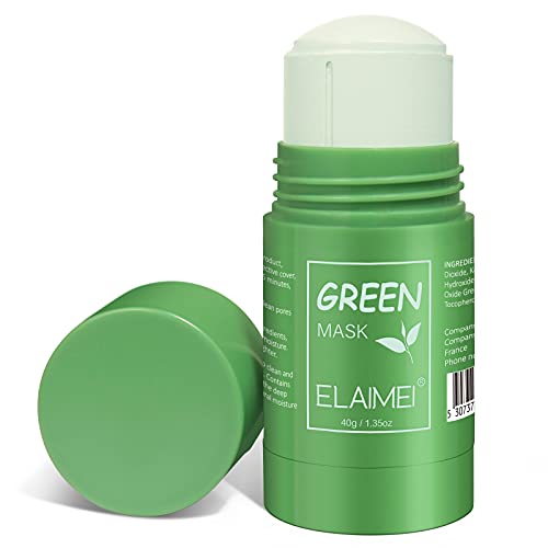 PIUSEQEW Green Mask Stick, Green Mask Purifying Clay Green Tea Mask, limpieza profunda para control...