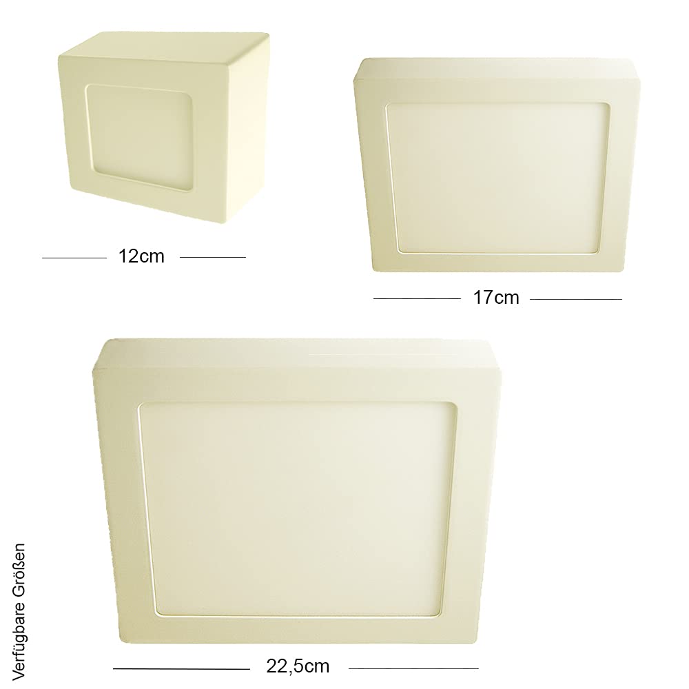 LED Decken- Wandleuchte Belina square im 3er Set Farbe weiß 3000K, 18Watt 1200lumen Leuchte energiesparende Lampe (22,5x22,5cm)