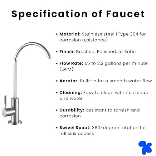 Image of AMPEREUS RO Tap| Premium RO Water Faucet for Water Purifier | Chrome Finish Stainless Steel Kitchen Sink Faucet with 360 Rotatable, Smooth Flow & Durable Design for Home Kitchen Use (Silver)