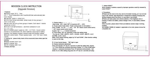 Original instruction sheet for the Zerone Digital Alarm Clock