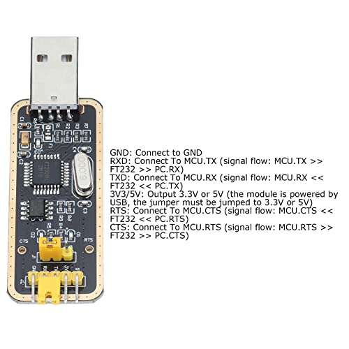 Image of USB To Serial Module, Multifunctional 500MA Self Recovery Fuse USB To TTL Adapter FT232BL /RL 3 LEDs 3.3V-5V for Windows 10