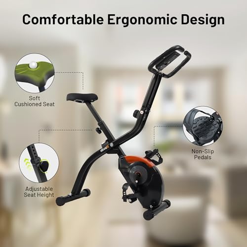 Image of ATIVAFIT 5-in-1 Foldable Exercise Bike for Home, Upright & Recumbent Indoor Bike with 16-Level Magnetic Resistance, Resistance Bands, Quiet Cardio, Adjustable Seat