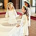 Flower Girl Dress, Lace Dress 3/4 Sleeve Dress (White, 5 Years)