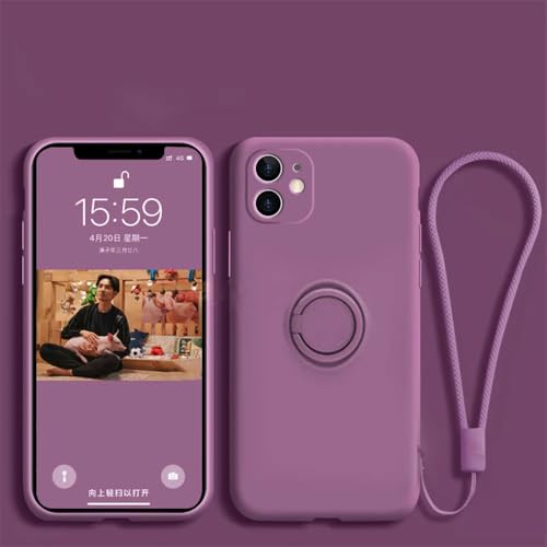 Coque silicone violet iPhone 12 avec anneau pour visionner vos séries