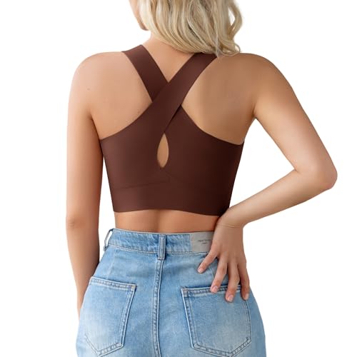 Image of DEANGELMON Seamless Bras for Women Wirefree Full Coverage Padded Bra Criss-Cross Back Smoothing Bra Comfort Sleep Bralettes