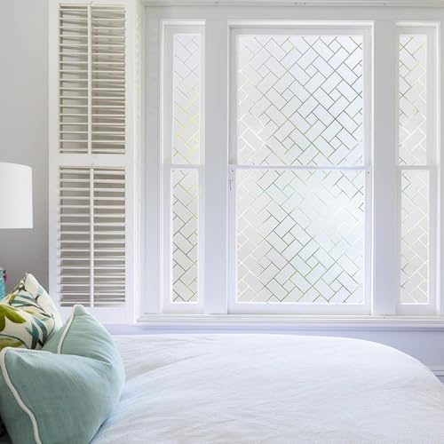 Image of WALLMATE Self Adhesive Window Film Frosted 3D Glass Door Window Frosted Film for Home /Office /Bathroom & Living Room Multicolor Frosted Film (24 x 90 Inch, Rectangle)