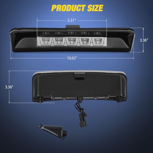 Image of Nilight Third Brake Light Tail High Mount 3rd Stop Lights Smoked Lens Compatible with Ford Explorer U502 2011 2012 2013 2014 2015 Van SUV Rear Center Cab Lamp
