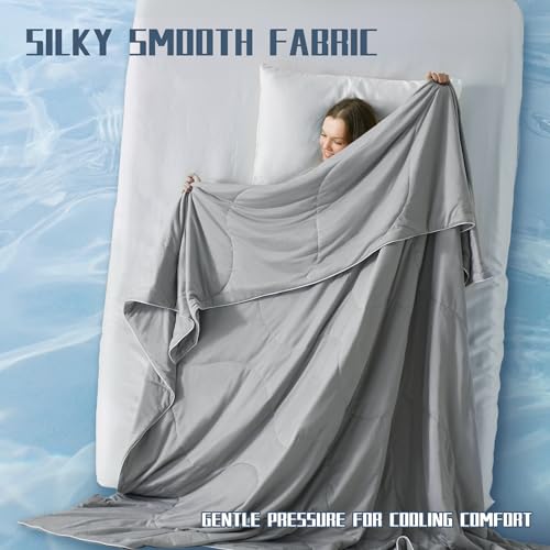 DOWNCOOL Cooling Comforter Twin Size, Grey Cooling Blanket for Hot Sleeper - image 7