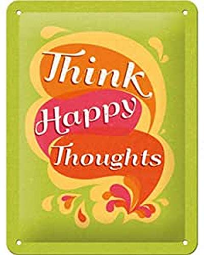 Nostalgic-Art Retro Tin Sign, Think Happy Thoughts, Gift idea for fans of nostalgia Metal Plaque