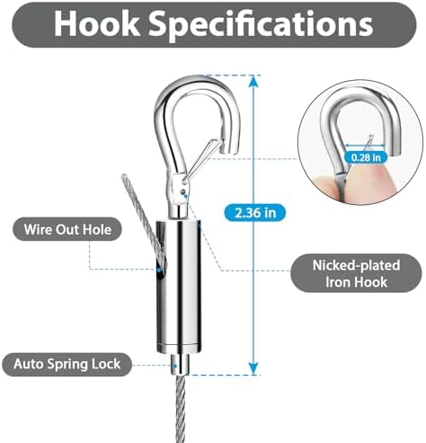 4PCS Multi-Purpose Picture Hanging Wire Kit,4.9FT Adjustable Heavy Duty Stainless Steel Rope for Hanging Lighting,Mirrors,Frames,Flower Pots,Signage,Curtains and Clothing,Hold Up to 30kg