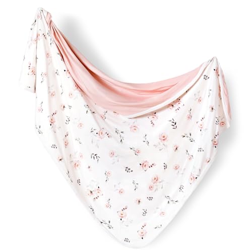 Image of GRSSDER Baby Blankets Super Soft Jersey Knit Swaddle Blanket for Baby Girls and Boys, Double Layer Receiving Blankets 34 x 44 Inches, Extra Large for Baby Swaddling, Pink Rose