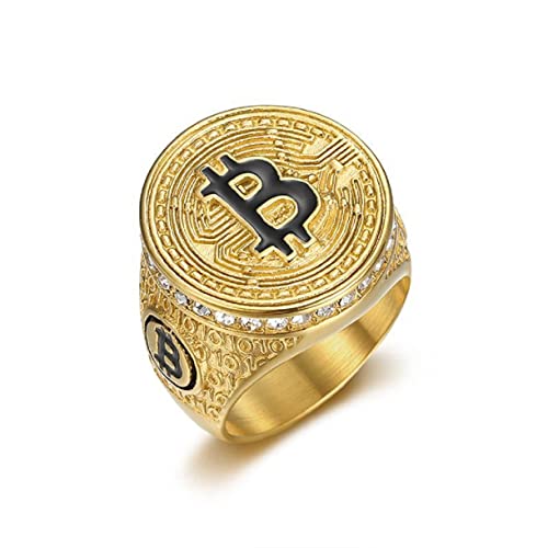 Bague Bitcoin en or pour homme - Chevalier et bijou crypto glacé