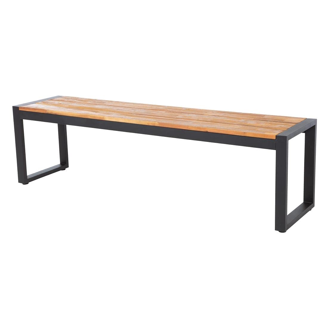 Bolero DS158 Lot de 2 bancs industriels en bois d'acacia et acier revêtu par pulvérisation Teck Hauteur 450 mm Largeur 1600 mm Longueur 380 mm
