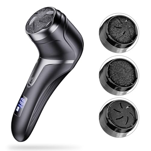 Rapeuse Pieds Electrique Rechargeable Rape Pieds Pédicure avec 3 Tête Givrée Anti-Callosité Peau Morte Corne Talon Pieds 2 Vitesses IPX7 Etanche Electrique...
