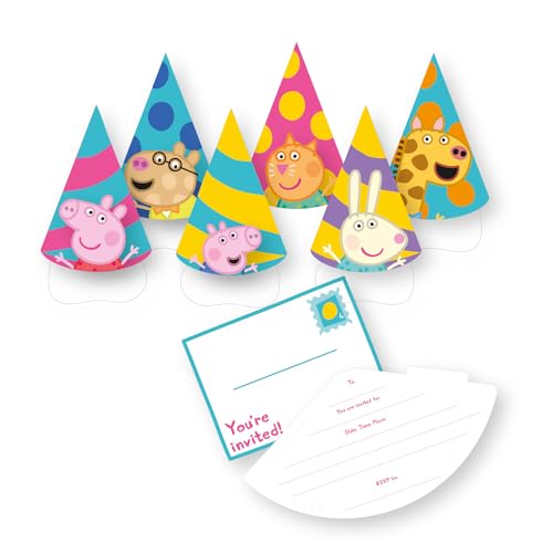 Amscan 9918347 – Peppa Pig Kindergeburtstags-Einladungen und Umschläge, 6 Stück