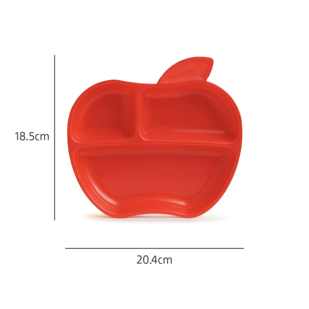Munchkin Lil' Apple Kids dzielone talerze, 3 sztuki (żółty, czerwony i zielony)